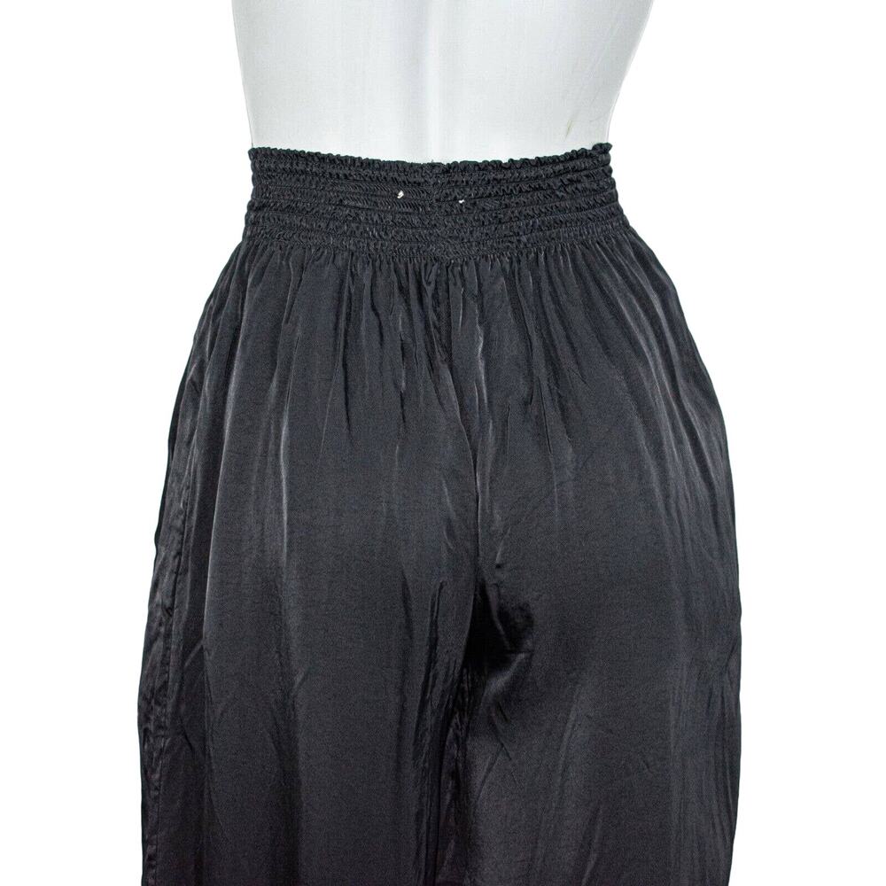 Forte Forte Black Satin Wide Leg Cropped Pants Smocked Waist Italy - Picture 10 of 11